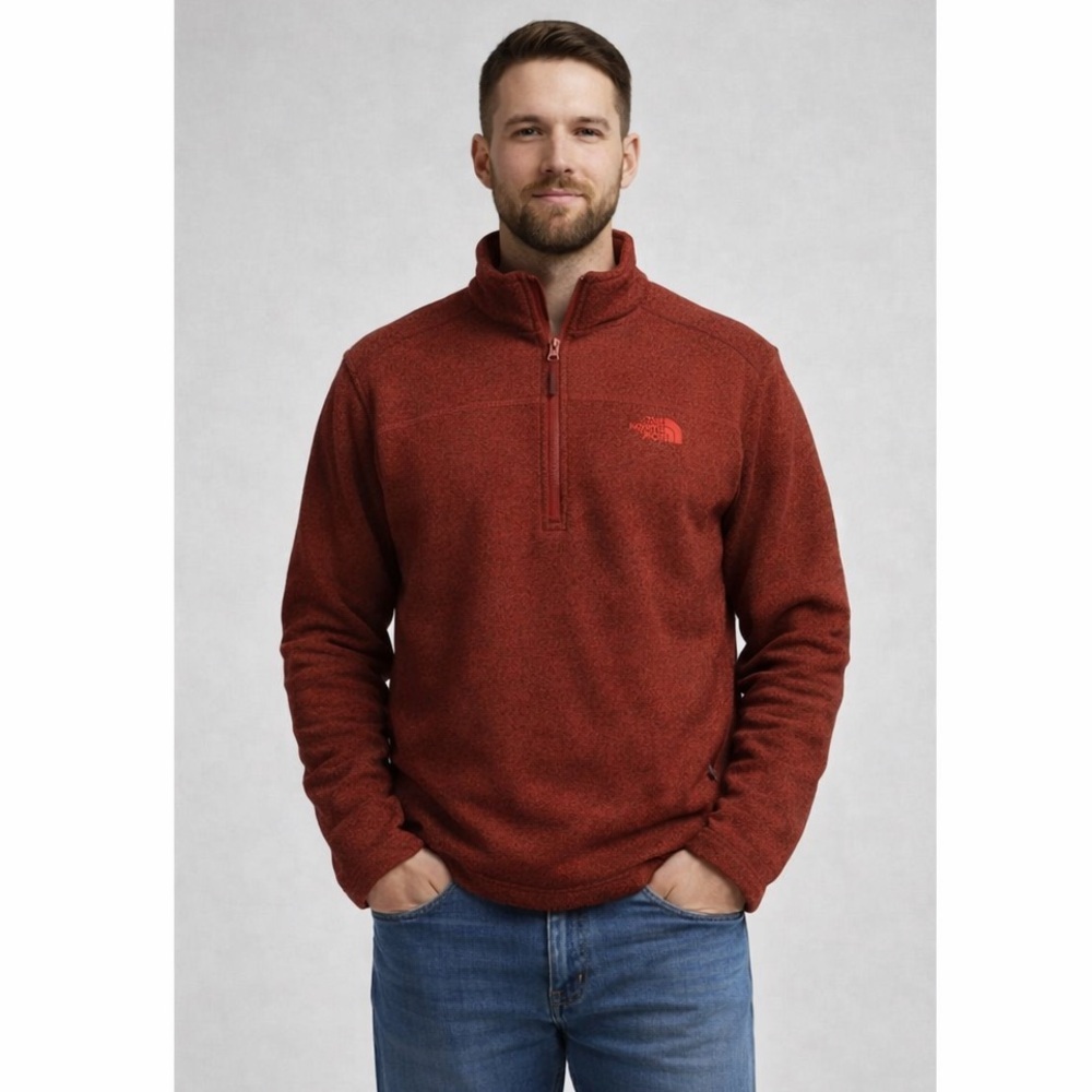 The North Face Men's Textured Cap Rock 1/4 Zip Fleece Maroon Burgundy Size Large